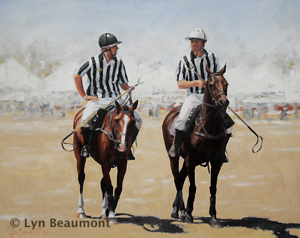 lyn-beaumont-artist-equine-umpires-portsea-polo-40x50cm-for-sale